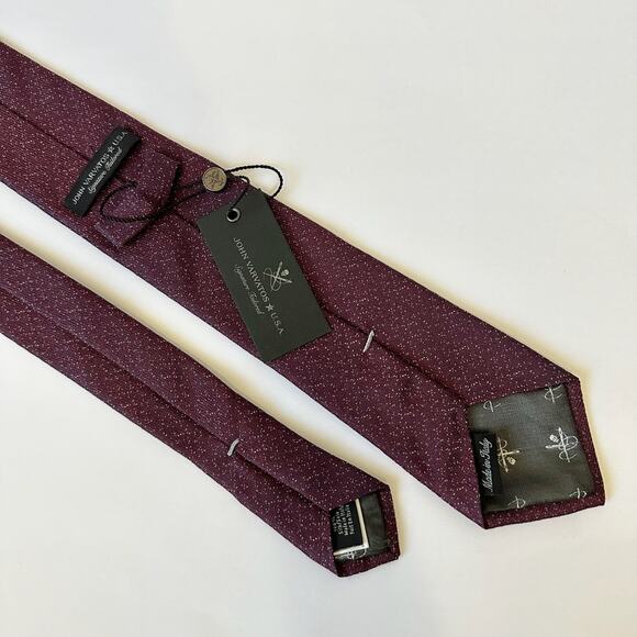 JOHN VARVATOS USA Neck Tie Mens Burgundy Silk Flecked Signature Tailored NWT - Picture 6 of 10